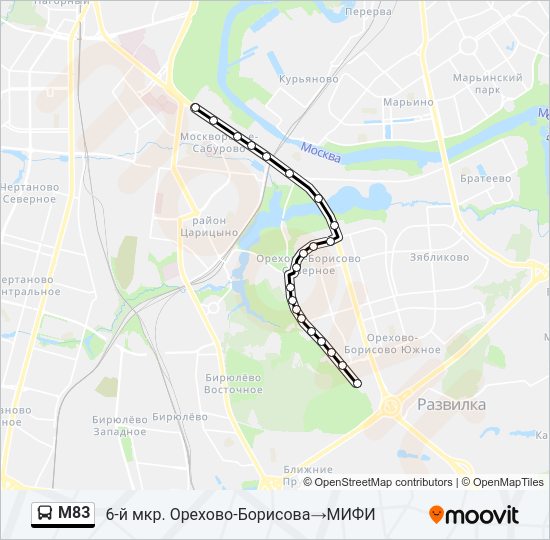 Автобус М83: карта маршрута