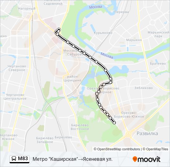 Автобус М83: карта маршрута