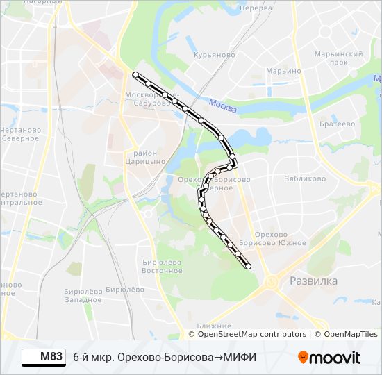 Автобус М83: карта маршрута