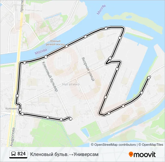 Автобус 824: карта маршрута