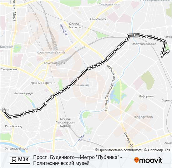 Автобус М3К: карта маршрута