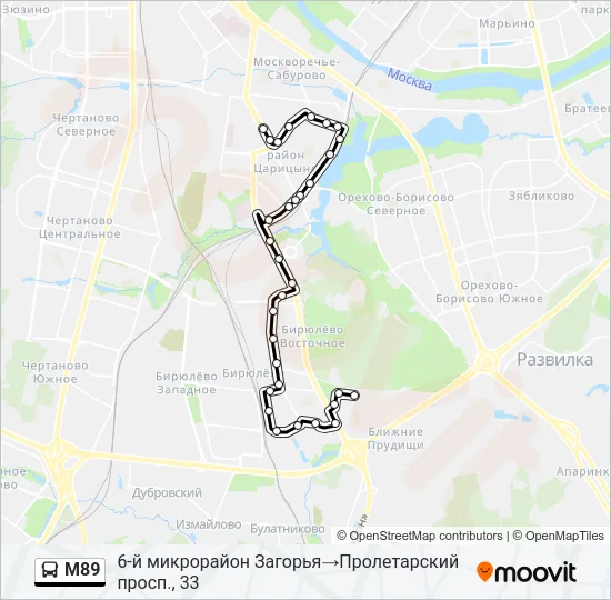 Автобус М89: карта маршрута
