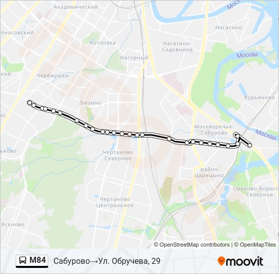 Автобус М84: карта маршрута