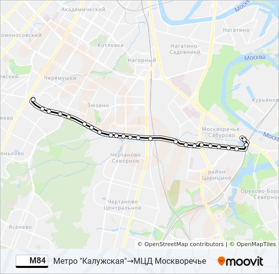 Автобус М84: карта маршрута