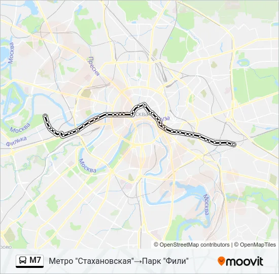 Автобус М7: карта маршрута