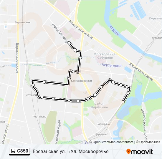 Автобус С850: карта маршрута