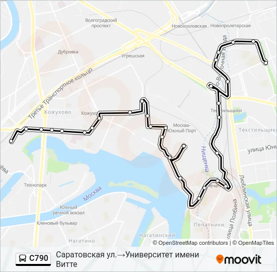Автобус С790: карта маршрута