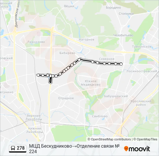 Автобус 278: карта маршрута