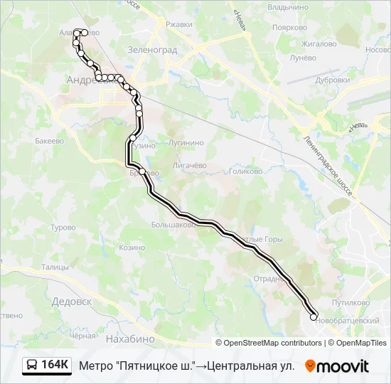164К Bus Line Map
