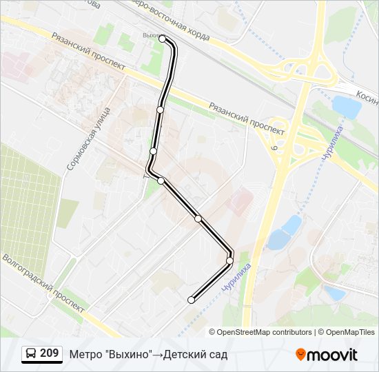 Автобус 209: карта маршрута