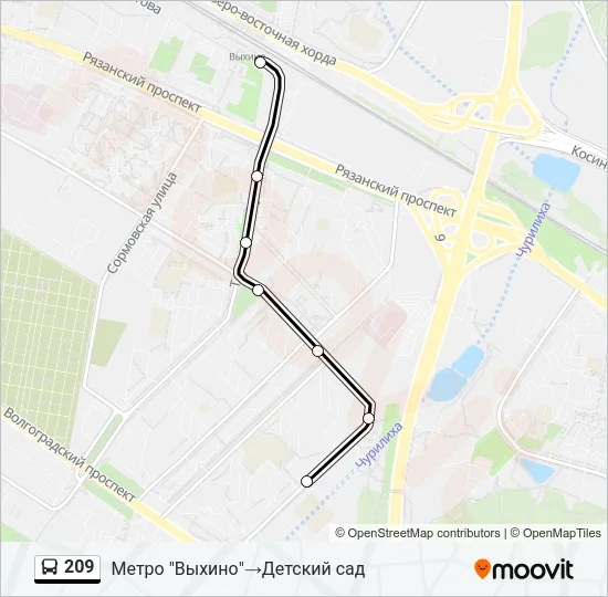 Автобус 209: карта маршрута