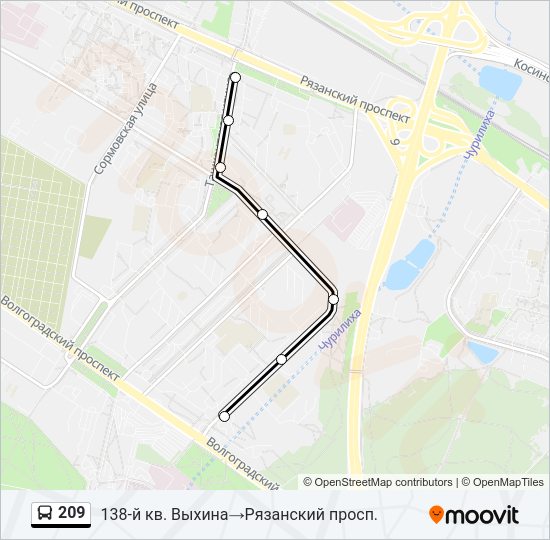 Автобус 209: карта маршрута