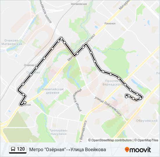 Автобус 120: карта маршрута