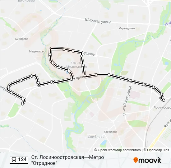 Автобус 124: карта маршрута