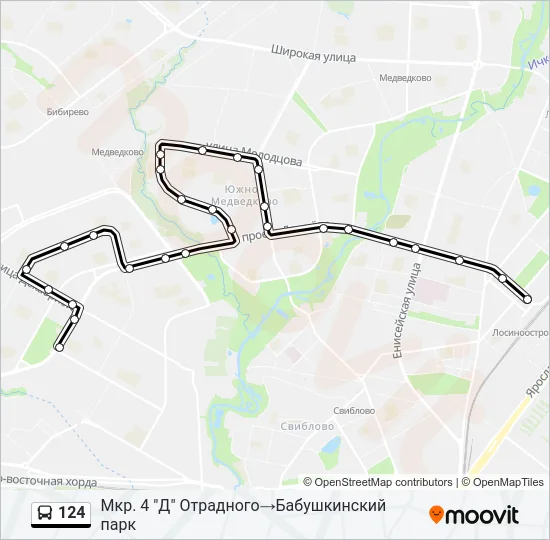 Автобус 124: карта маршрута