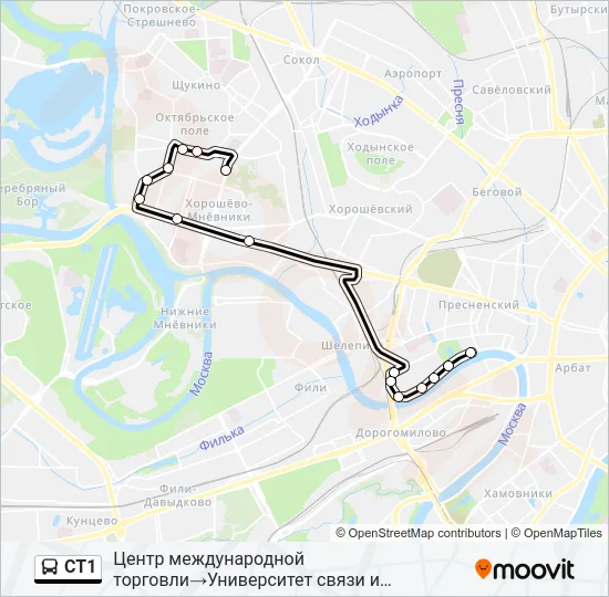 СТ1 Bus Line Map