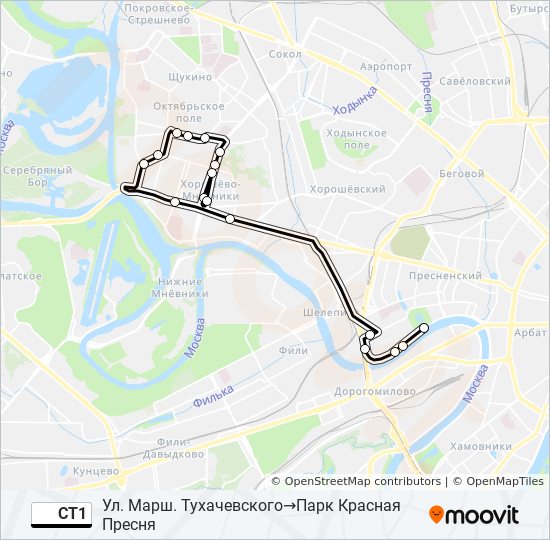 Автобус СТ1: карта маршрута