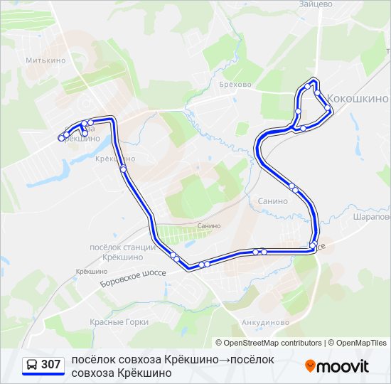 Автобус 307: карта маршрута