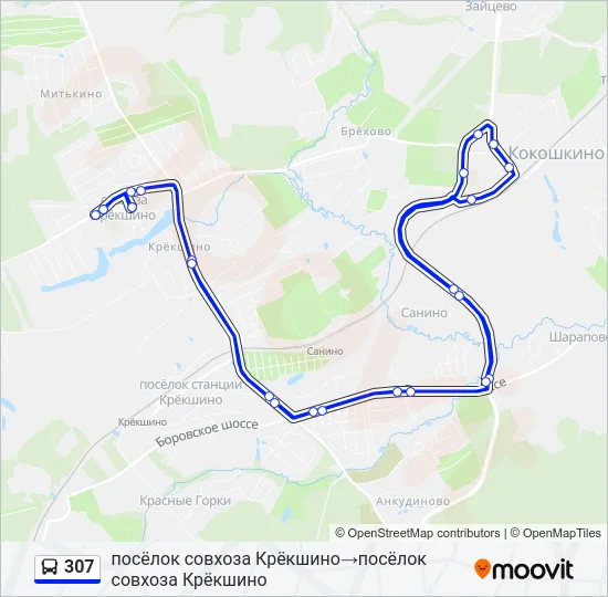 Автобус 307: карта маршрута