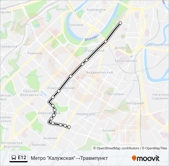 Е12 Bus Line Map