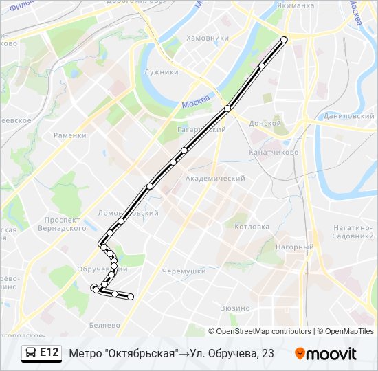 Е12 Bus Line Map