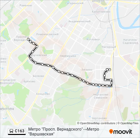 Автобус С163: карта маршрута