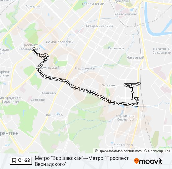 Автобус С163: карта маршрута