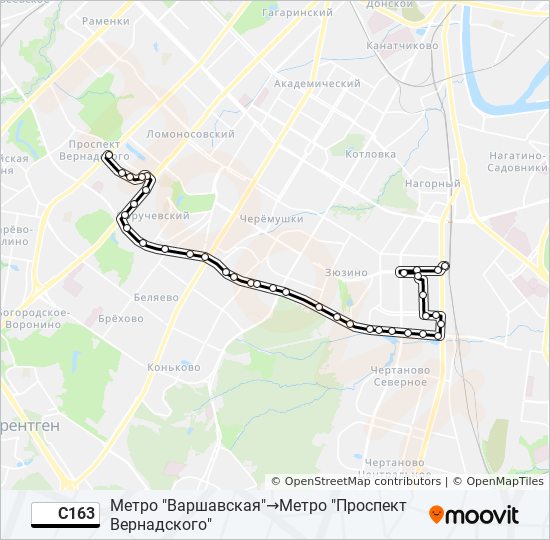 Автобус С163: карта маршрута