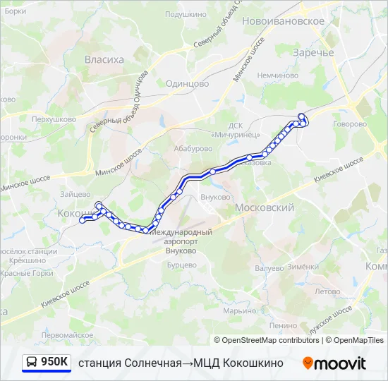 950К Bus Line Map