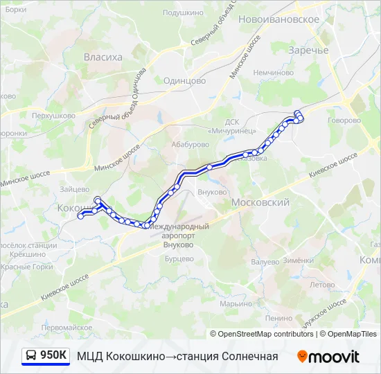 950К Bus Line Map