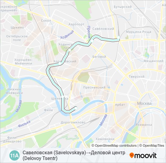 Метро 11А: карта маршрута