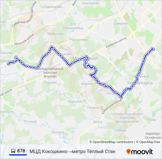 Автобус 878: карта маршрута
