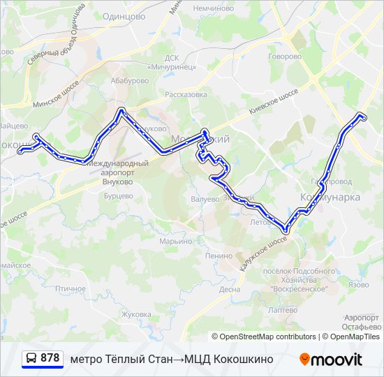 Автобус 878: карта маршрута