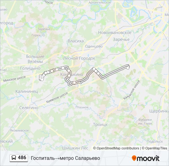 Автобус 486: карта маршрута