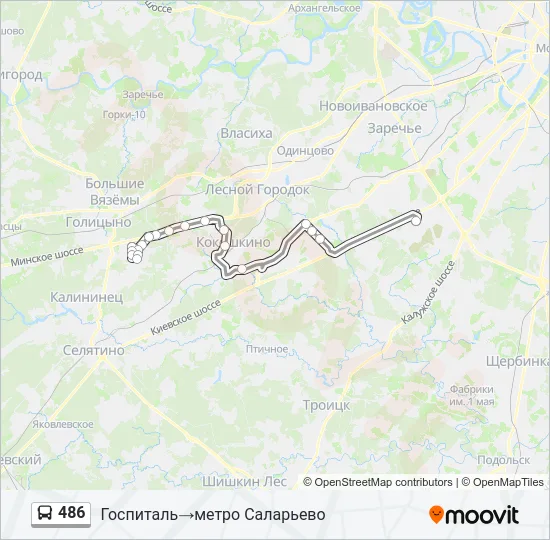 Автобус 486: карта маршрута