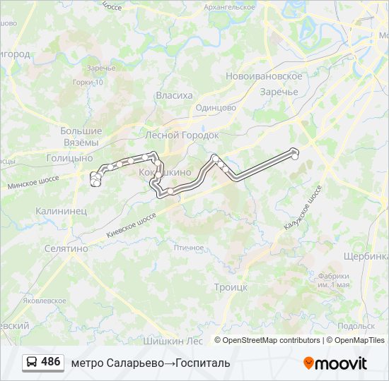 Автобус 486: карта маршрута