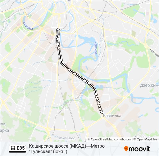 Автобус Е85: карта маршрута