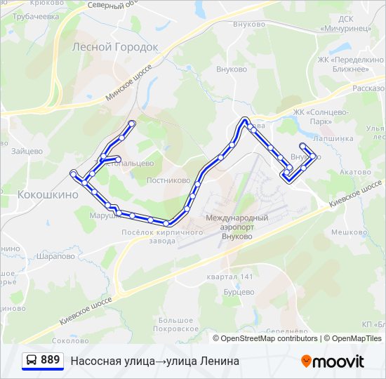 Автобус 889: карта маршрута