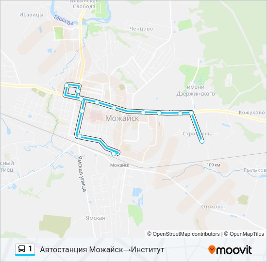 Автобус 1: карта маршрута