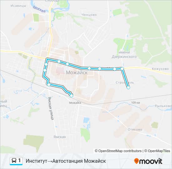 Автобус 1: карта маршрута