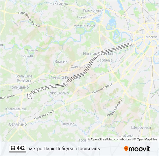 Автобус 442: карта маршрута