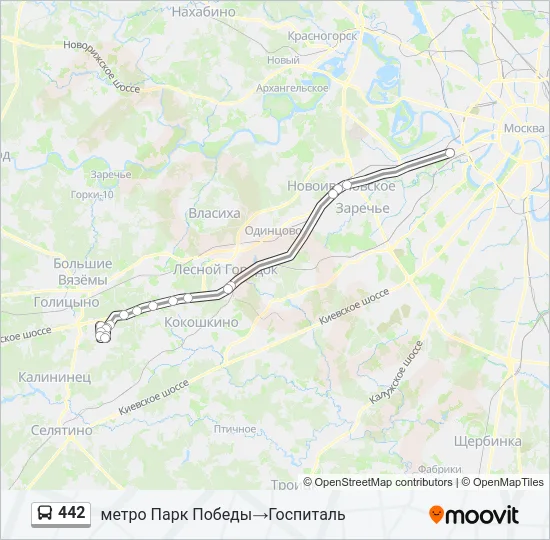 Автобус 442: карта маршрута