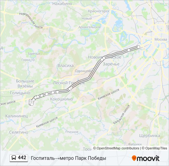 Автобус 442: карта маршрута