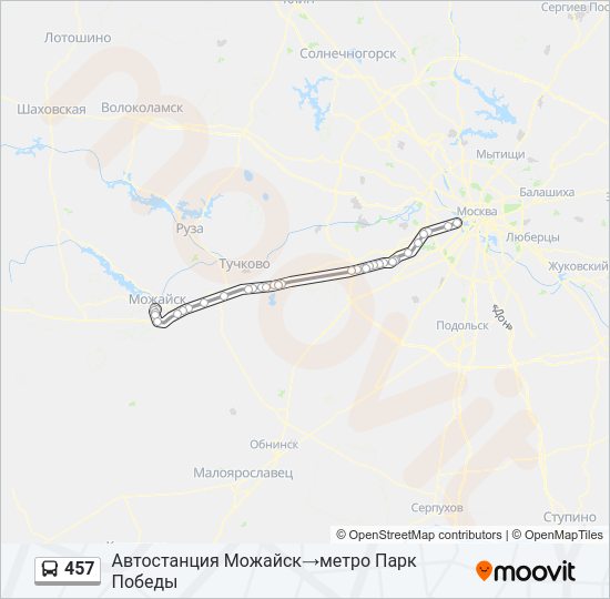 Автобус 457: карта маршрута