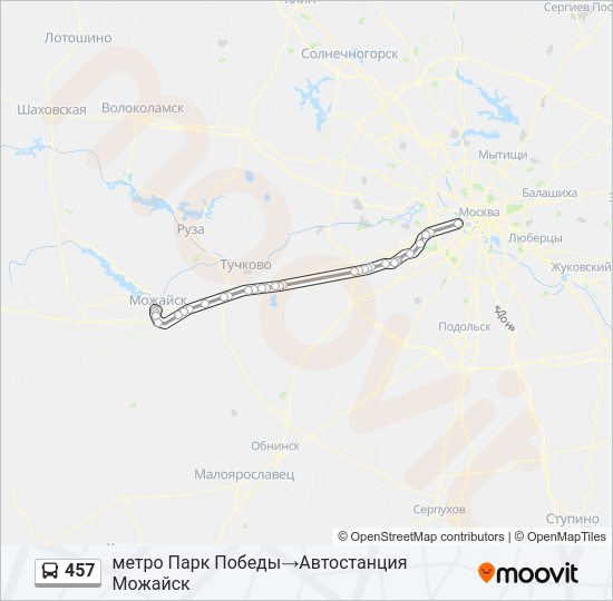 Автобус 457: карта маршрута