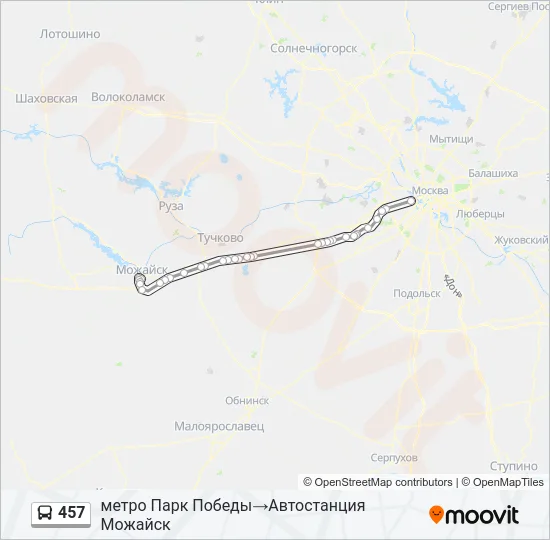 Автобус 457: карта маршрута