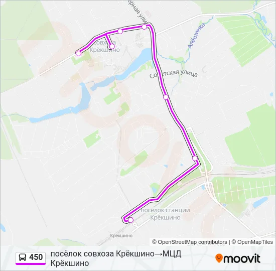 Автобус 450: карта маршрута