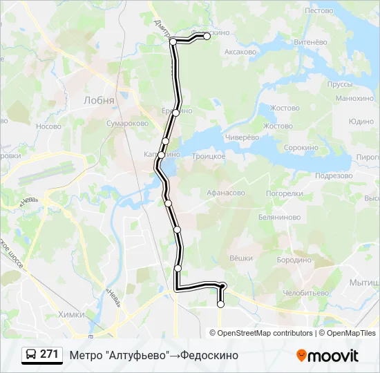 Автобус 271: карта маршрута