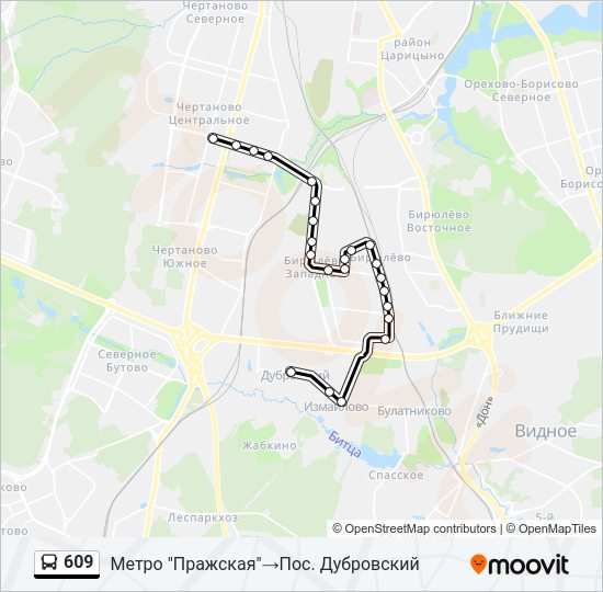 Автобус 609: карта маршрута
