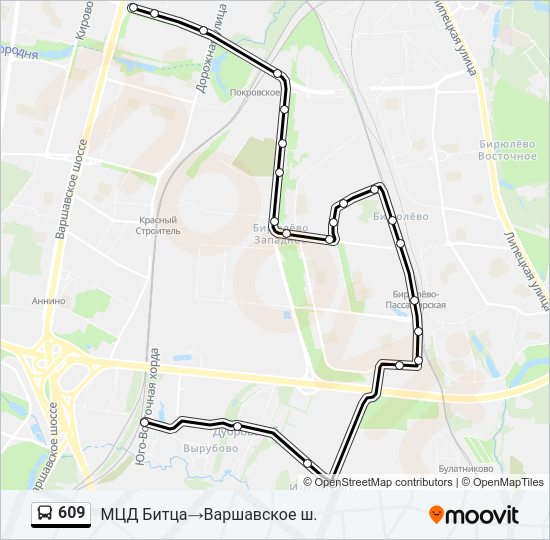 Автобус 609: карта маршрута